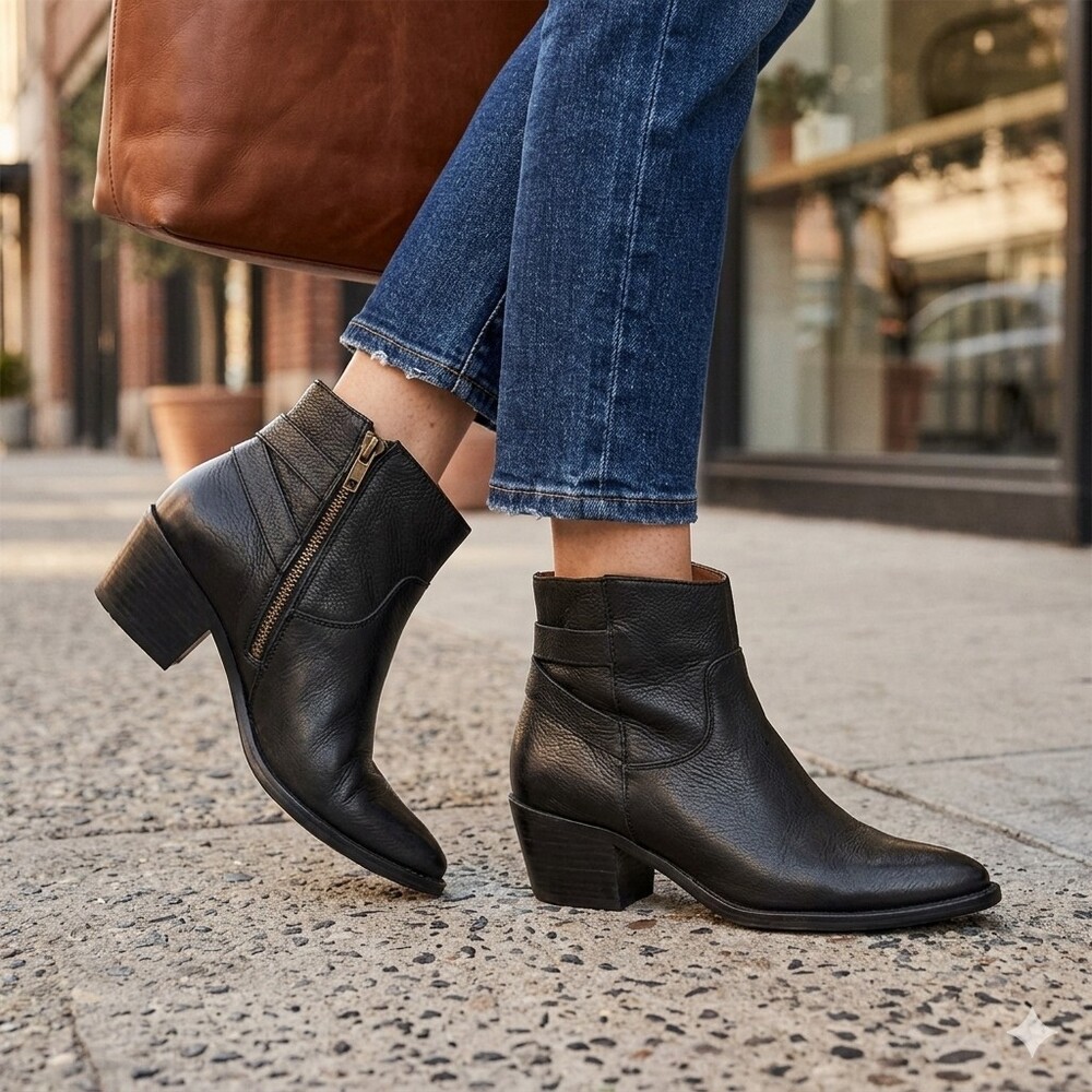 Lucky Brand Caelyn Black Pointed-Toe Ankle Boots Booties Size: 10